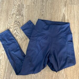 Navy Blue High-Waisted Leggings with pockets
